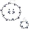 EVER FAITH Set di gioielli da donna con fiori e foglie di cristallo, con collana, orecchini, bracciale, idea regalo