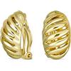 Bling Jewelry Gamberetto Geometrico Scanalato A Metà Cerchio Classico A Strisce Diagonali Con Cupola A Clip Su Orecchini Per Le Donne Senza Orecchie Forate Placcato Oro Giallo
