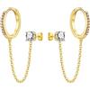 JOPLY Orecchini a catena da donna, in argento Sterling 925, con doppio foro, con zirconia cubica, orecchini a cerchio con nappa, a goccia, per cartilagine, elica, per ragazze e adolescenti, idea regalo, 10
