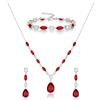 EVER FAITH Goccia Zirconia cubica Set di Gioielli da Sposa per la Sposa Damigella d'Onore, Scintillante CZ Elegante Ciondolo Collana Orecchini Pendenti Bracciale Set per Le Donne