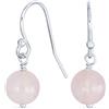 Bling Jewelry Semplici Orecchini Pendenti A Forma Di Perla Rotonda Rosa Chiaro In Quarzo Rosa Con Gancio A Forma Di Pesce Francese. In Argento Sterling .925, Pietra Di Nascita Di Febbraio