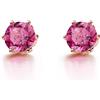 FANCIME Solido 14 Carati 585 Orecchini in Oro Rosa Piccoli Orecchini con Gioielli in Vera Tormalina Naturale, Regalo per Signore Ragazze Mamma - Diametro: 5 mm