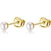 Candyfancy Orecchini Donna a Lobo con Perle Piccoli Argento 925 Placcati Oro Naturali D'acqua Dolce Coltivate Perla Orecchino Perla Bianche Vere 3MM 4MM 5MM (3-4mm Perla Bianca - Oro)
