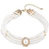 Aleasha Collana con perle a 3 file, collana di perle da donna, perline a 3 file, collana corta in oro, matrimonio, gioielli regalo di Natale, San Valentino, 38 cm