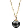 Kritz Collana Donna Perla Nera (Tahiti) con Catena placcato Oro 18K - Ciondolo Perla di imitazione Grado 4A+ - Gioielli Moda Regalo per Ragazze Perle