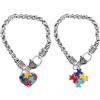 VALICLUD 2 Pezzi Bracciale Cuore Puzzle Braccialetto Decorazioni Per La Consapevolezza Dell'autismo Catena Della Mano Dell'autismo Creativo Delicata Catena a Mano Lega Di Zinco