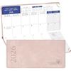 POPRUN Agenda Mensile 2026 Tascabile, 17 x 8 cm, Monthly Planner 2026 (Gen. 2026 - Dic. 2026), Copertina Morbida in Pelle PU, 2 Pagine per Mese, Carta Spessa da 80 GSM, Rosa Pallido SPK