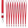 Segus Laccetti Porta Badge, 10 Pezzi Lanyard Collo, Portachiavi Lungo, Cordino Portachiavi con Gancio Girevole, per Chiavi, Badge Portanome (Rosso)