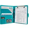 GraduationMall A5 Cartella per Conferenze con Fibbia Magnetica,Portfolio di Viaggio con Appunti Organizer Portadocumenti Portatile in Pelle PU Turchese