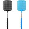 Rpanle 2 Pezzi Scacciamosche, Estensibile Paletta Mosche, Fly Swatter per Prevenire Mosche, Zanzare e Insetti (Blu+ Nero)