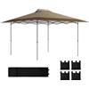Outsunny Tenda pieghevole Pop-up Gazebo 4x4 m, Gazebo pieghevole con chiusura centrale, UPF50+, altezza regolabile, 4 sacchetti di sabbia e borsa da trasporto con ruote, per campeggio, feste, beige e