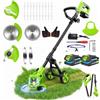 Lemolifys Decespugliatore a Batteria da 21V, TelescopicoTagliabordi a Batteria Decespugliatore Elettrico con 2 2Ah Batterie, Ruote di Rimovibili, 3 Tipi di Lame per Il Taglio Di Giardini Prati