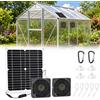 WDKXCN Ventilatore solare per serra, 16 W, per casetta da giardino con doppia ventola DC, ventilatore a energia solare con ventosa e gancio, per piccoli pollai, scarichi di finestre, accessori per