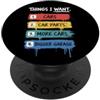 Funny Sayings Shirts For Men Gifts Cose che voglio Auto Ricambi Auto Divertente Ragazzo Meccanico Uomini Ragazzi PopSockets PopGrip Adesivo