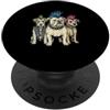 Punk Paws Studio Collare con tre cani punk rock, mohawk, design a chiodo PopSockets PopGrip Adesivo