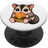 Cute Sugar Glider Holding Burger Cartoon Simpatico aliante per zucchero che tiene hamburger cartone animato PopSockets PopGrip Adesivo