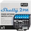 Shelly Plus 2PM interruttore Relè Wi-Fi a 2 canali, consente controllo di luci e interruttori o apertura e chiusura di tapparelle e misurazione della potenza rilevata, nero