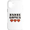 Indie Games Lovers Custodia per iPhone 16 Plus Giochi Indie - Pixel Art Cuore Revival Style