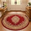 VARIKASHOM Tappeto Rotondo Moderno Pelo Corto, Rosso Classico Tradizionale Giallo Floreale Orientale, Round 100 cm, Soggiorno Decorazione Tappeti Moderni Interni per Camere da Letto,