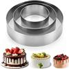 Eulihent Set di 3 Coppapasta Circolare Anello per Torte Acciaio Inossidabile Diametro 10/15/20 cm Altezza 4.5 cm Stampi per Biscotti Taglia Torta Dolci Formine Anello Mousse Chiffon Cake