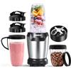Ganiza Frullatore, 1300W, con 3 tazze portatili (2 x 1100 ml e 1 x 660 ml), sei lame in acciaio inox, senza BPA, facile da pulire, frullatore elettrico per frappè e tritaghiaccio