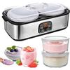 Piashow Yogurtiera elettrica da 2 l, macchina automatica per yogurt, con temperatura regolabile e timer digitale, yogurt con 2 contenitori in vetro per yogurt fai da te, formaggio, vino di riso, Natto