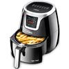 Iskra Friggitrice ad aria calda piccola, 3,2 l, touch screen con 8 programmi, friggitrice sana senza olio, rivestimento antiaderente e lavabile in lavastoviglie, 1500 Watt, per 1-4 persone