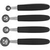 Garneck Scavino per Frutta 4 Pezzi in Acciaio Nero Manico | Misure 15 22 25 30mm, per Melone e Kiwi, Porzioni Uniformi e Impiattamento