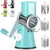 Dreamhigh® Taglia Verdure Manuale, Mandolina per Verdure con 3 Acciaio Inox Pale Tamburo, Forte Aspirazione, Grattugia Verdure, per Cucina Verdure, Patate, Carote, insalate, Tritatutto