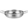 Fictory Padella con manico a doppio anello, 1350 ml, in acciaio inox spesso, fondo piatto per una cottura uniforme, perfetta per frutti di mare e riso fritto, argento, durevole e versatile essenziale