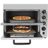 ACLICE Forno per pizza a doppio piano, 3000 W, 2 piani, temperatura regolabile da 50 a 350 °C, 20 l per livello, timer da 1 a 60 minuti, per pizza napoletana, acciaio inox, argento