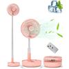 Primevolve Ventilatore oscillante portatile da terra, ricaricabile a batteria, ventilatore USB da tavolo da tavolo con telecomando, ventilatore da camera da letto, campeggio, viaggi, rosa, 19,6 cm