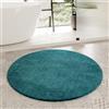Homie Living Porto Azzurro Tappetino da bagno, 90 cm tondo, verde petrolio | tappetino da bagno, pelo morbido, soffice e avvolgente | antiscivolo e lavabile
