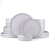 Richmount Set da 6 persone Richmount Nebula, set di piatti e ciotole da 18 pezzi, gres screziato, set di stoviglie, servizio da tavola, adatto a microonde e lavastoviglie, Grigio chiaro