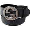 GUCCI (Gucci) [Gucci] Cintura Uomo con Fibbia a G Nero/Grigio 411924 KGDHX 8449 Taglia 100 ...
