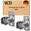 WDB - Cerniere per carichi pesanti - Cerniera per porta regolabile M12 - Inserto regolabile per porta M12 con base rettangolare - Acciaio zincato - Set da 2 pezzi