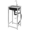 KigerNee Lavabo indipendente in acciaio inox 304, 45 x 40 x 22 cm, con rubinetto e scarico, portata 50 kg, rivestimento anticondensa, per gastro, campeggio, garage, con accessori di montaggio inclusi