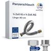 LAXARA DVGW Gep. Tubo corazzato 3/4-1 pollici, 30-150 cm, tubo flessibile, DN25&DN19, collegamento acqua, riscaldamento, impianto di addolcimento (filettatura esterna da 3/4 x tubo corazzato da 3/4