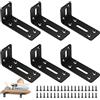 Shwdsy 6 Pezzi Angolari Metallo per Legno 80 x 40 mm, Staffe per Mensole a L 90°, Staffe di Fissaggio Regolabili con 2 Fori Allungati, Connettori Angolari Nero, per Armadi e Tavoli