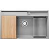 PRIMAGRAN Lavello da Cucina Grigio 88x53cm, Lavandino in Granito a 1 vasca + Sifone Classico, Lavabo da Cucina Incasso al Mobile 90cm - Oslo 90 Pocket S459