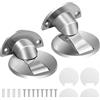 KOLAKO Fermaporta magnetico, 2 pezzi, in acciaio inox, autoadesivo, in nichel spazzolato, invisibile, resistente, colore argento, supporto magnetico per porta, senza foratura, confezione da 2