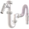 Poppstar Sifone per lavandino/lavello da cucina flessibile 1 1/2 x 40-50mm (a forma di U, tubo di scarico 320-880mm, 1x attacco per elettrodomestici: Ø 19-23mm, lunghezza 85mm, bianco