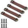 CONPHERON 4 pezzi Retrò Maniglie in Pelle per Mobili Maniglia per Porte Antico Pelle Maniglia Dell'Armadio Cassetti Armadietti Manopole Pomelli Armadio Tiretti 96 mm
