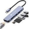 NOVOO Hub USB C Multiporta, 6 in 1 Adattatore USB C a HDMI con 100W PD Carica, HDMI 4K, 2 Porte USB 3.0, Lettore SD/Micro SD, Docking station per MacBook Air/Pro e Altri dispositivi di Type C