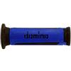 MES Domino COPPIA MANOPOLE MODELLO TURISMO IN GOMMA BICOLORE BLU/NERO PER MOTO STRADALI/SCOOTER Lunhezza: 120 mm