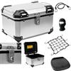 farbrothersonline COMPATIBILE CON HONDA FORZA 350 BAULETTO VALIGIA BAULE 52 LT COLORE ALLUMINIO+PIASTRA PER PORTAPACCHI MOTO-SCOOTER PER 2 CASCHI JET/MODULARE/INTEGRALE/SCOMPONIBILE UNIVERSALE