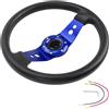 HomeVortex Volante da corsa da 320 mm rotondo in pelle PU controller simulatore di gioco con nucleo in lega di alluminio per PC per PS4 per Xbox Racing stand nero (blu)