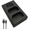 Dot.Foto LP-E6, LP-E6N Doppio Caricabatterie USB LCD (LC-E6E tipo) per Canon EOS R5, R6 II, R7, 5D II/III/IV 6D, 6D II, 7D, 7D II, 60D, 70D, 80D, 90D, XC10, XC15