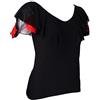Inzopo Sala da ballo, flamenco, latina, salsa danza, camicetta da palcoscenico, costume da ballo, rosso, L, nero, grande, Nero , L