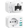 LENCENT Adattatore Presa Inglese da Viaggio, 7 in 1 Spina Tipo G con | 1 Presa Schuko e 2 Prese IT e 4 Porte USB, Presa UK da Viaggio per Regno Unito, Irlanda, Dubai, Maldive, Malta, Scozia -3250W